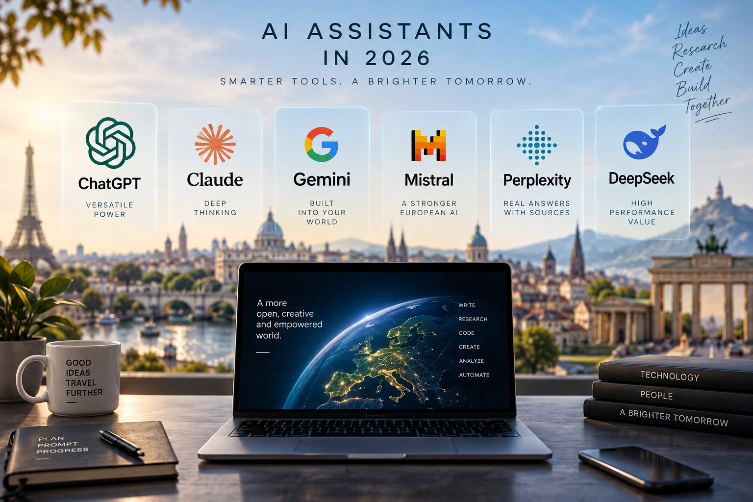 De bästa AI-assistenterna 2026: ChatGPT, Claude, Gemini, Mistral, Perplexity och DeepSeek
